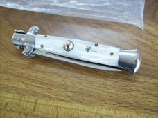 Vintage B Rostfrei Italian 8 Inch Stiletto Automatic W/White Acrylic handles Flat Ground UNUSED!