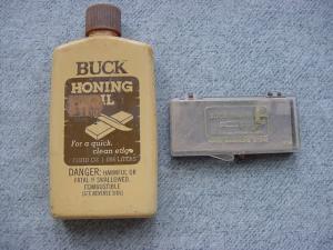 BUCK COLLECTORS - Vintage El Cajon Honing Oil AND Hard-to-Find Arkansas Stone Marked No. 130
