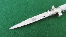 c. 1960's Rostfrei IMPORT 1 18cm WHITE Pearl Handle Swivel Bolster RED DOT