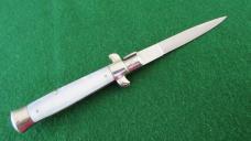 c. 1960's Rostfrei IMPORT 1 18cm WHITE Pearl Handle Swivel Bolster RED DOT