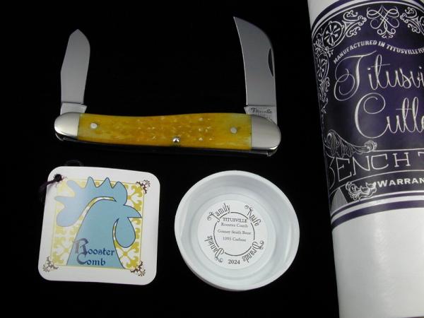 Titusville Cutlery Granny Smith Jigged Bone Rooster Comb Farmer Knife Super Rare 1 of 3 COA USA 2024 Titusville Cutlery Granny Smith Jigged Bone Rooster Comb Farmer Knife Super Rare 1 of 3 COA USA 2024