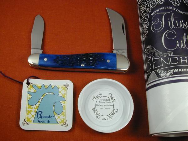 Titusville Cutlery Blueberry Jigged Bone Rooster Comb Farmer Knife Super Rare 1 of 5 COA USA 2024 Titusville Cutlery Blueberry Jigged Bone Rooster Comb Farmer Knife Super Rare 1 of 5 COA USA 2024