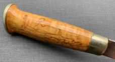 Oss Ruutel fixed blade sheath knife made in Finland with wonderful etching on the blade. Light use. 