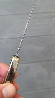 Rare 4 1/4" Custom made Bird's Head Bolster Knife with Filework, Nice Scales!