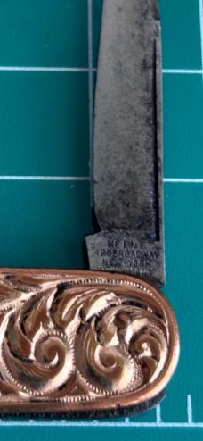 Vintage Keene 180 Broadway New York 2-Blade Gold Tone Pocketknife Fancy Scales Germany