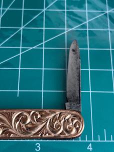 Vintage Keene 180 Broadway New York 2-Blade Gold Tone Pocketknife Fancy Scales Germany