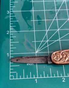 Vintage Keene 180 Broadway New York 2-Blade Gold Tone Pocketknife Fancy Scales Germany