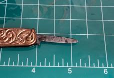 Vintage Keene 180 Broadway New York 2-Blade Gold Tone Pocketknife Fancy Scales Germany