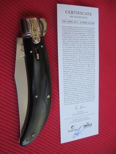 Lepre Quality Italian Unique Switchblade Knife Horn Limited Edition 2015 MANIAGO ITALY w/Certificate