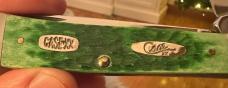 2000 Case XX Unique Christmas knife w/ 2 different Shields. Bright Green TRANSITION Trapper.  Mint!