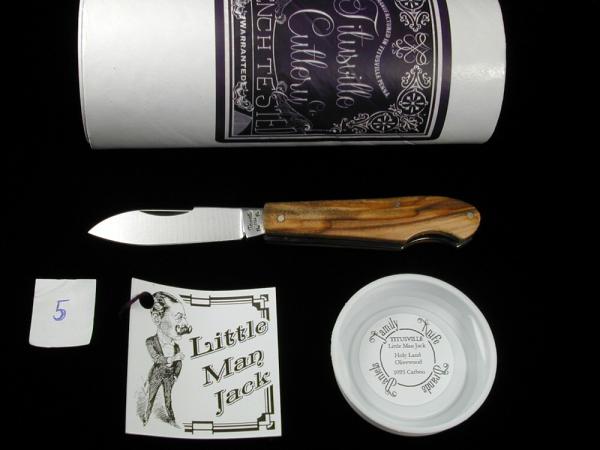 Titusville Cutlery Holy Land Olivewood EZ Open Little Man Shadow Jack Knife 1 of 35 COA USA Made Titusville Cutlery Holy Land Olivewood EZ Open Little Man Shadow Jack Knife 1 of 35 COA USA Made