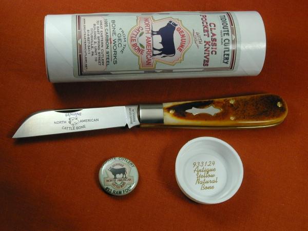 Great Eastern Cutlery GEC Antique Yellow Natural Bone Rams Foot Knife NIT 933124 USA Made Great Eastern Cutlery GEC Antique Yellow Natural Bone Rams Foot Knife NIT 933124 USA Made