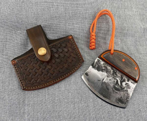Custom Ulu Skinner – Lee Polk – Basketweave Leather Sheath Custom Ulu Skinner – Lee Polk – Basketweave Leather Sheath