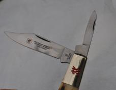 Henckels 1990's 2 Bl Barlow Gnarly Stag Factory Mint HK 16-S 3 1/2" Closed Mirror Polished 