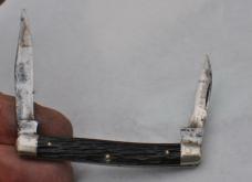 Kabar Rough Black 2 Bl Bar Shield Nickel Bolsters Used Factory Snap And Tight 2 1/2" Closed