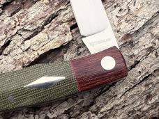 STEENKAMP NATIVE M390 GREEN CANVAS MICARTA X CUT MICARTA BOLSTER SLIP-JOINT