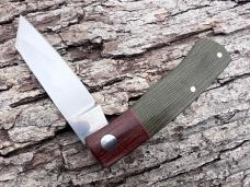 STEENKAMP NATIVE M390 GREEN CANVAS MICARTA X CUT MICARTA BOLSTER SLIP-JOINT