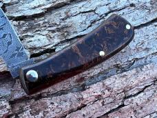 JEFF PEARCE CUSTOM WWII RAG MICARTA DAMASCUS SMALL ZULU 