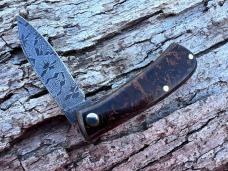 JEFF PEARCE CUSTOM WWII RAG MICARTA DAMASCUS SMALL ZULU 
