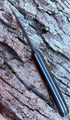 JEFF PEARCE CUSTOM WWII RAG MICARTA DAMASCUS SMALL ZULU 