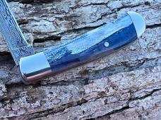JEFF PEARCE CUSTOM BLUE MAMMOTH IVORY DAMASTEEL BLADE PEN KNIFE