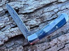 JEFF PEARCE CUSTOM BLUE MAMMOTH IVORY DAMASTEEL BLADE PEN KNIFE