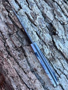 JEFF PEARCE CUSTOM BLUE MAMMOTH IVORY DAMASTEEL BLADE PEN KNIFE