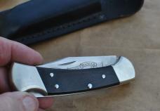 Buck Ranger Nickel Bolsters 25th Anniv. Blade Etch Tang Stamp for 1986 Comes in Black Buck 110Sheath