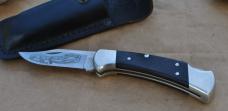Buck Ranger Nickel Bolsters 25th Anniv. Blade Etch Tang Stamp for 1986 Comes in Black Buck 110Sheath
