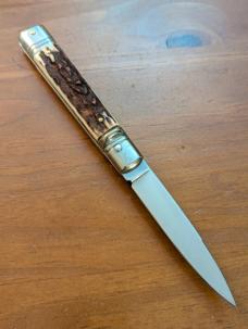 NEW OLD STOCK AKC ITALIAN SLIMLINE LEVERLOCK 20cm - 8” STAG HORN.. 