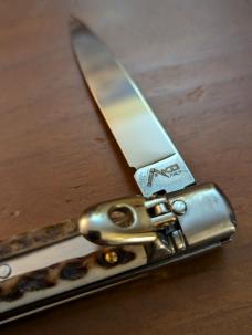 NEW OLD STOCK AKC ITALIAN SLIMLINE LEVERLOCK 20cm - 8” STAG HORN.. 