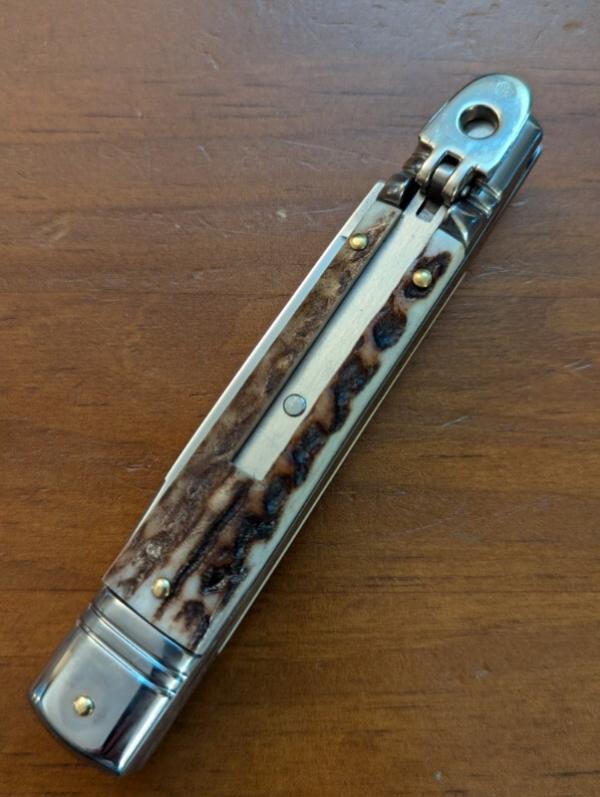 NEW OLD STOCK AKC ITALIAN SLIMLINE LEVERLOCK 20cm - 8” STAG HORN.. 