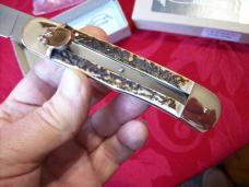 Hubertus Knife Solingen, Germany Large Size 11 Clip-Point Blade Genuine Stag/Antler NIB