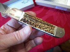 Hubertus Knife Solingen, Germany Large Size 11 Clip-Point Blade Genuine Stag/Antler NIB