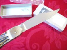 Hubertus Knife Solingen, Germany Large Size 11 Clip-Point Blade Genuine Stag/Antler NIB