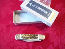 Hubertus Knife Solingen, Germany Large Size 11 Clip-Point Blade Genuine Stag/Antler NIB