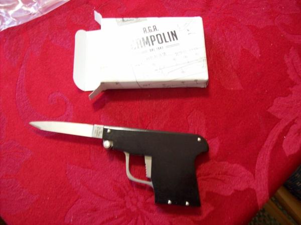 A.G.A. Campolin Rare Italian Gun Knife Black Ebonywood Circa 2019 UNUSED W/Box A.G.A. Campolin Rare Italian Gun Knife Black Ebonywood Circa 2019 UNUSED W/Box