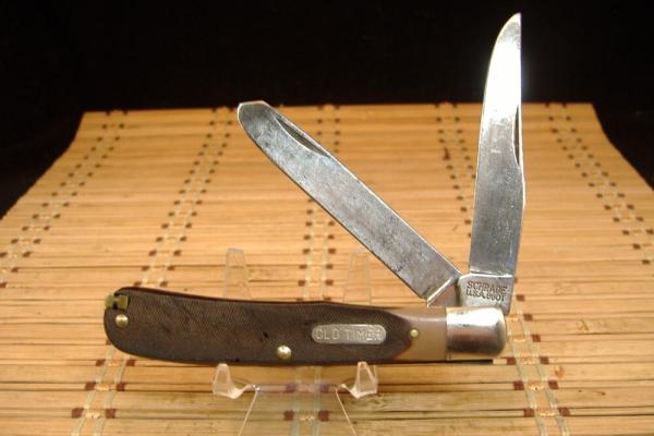 SCHRADE OLD TIMER 96OT BEARHEAD TRAPPER VINTAGE USED USA MADE CARBON STEEL FOLDING POCKET KNIFE 