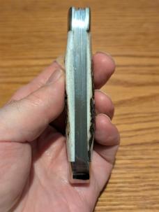 Canal Street Cutlery ElkhornStag 4 1/8 Moon Pie Trapper Two Blade 440C Knife 030