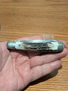 Canal Street Cutlery ElkhornStag 4 1/8 Moon Pie Trapper Two Blade 440C Knife 030