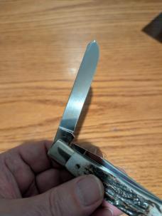 Canal Street Cutlery ElkhornStag 4 1/8 Moon Pie Trapper Two Blade 440C Knife 030