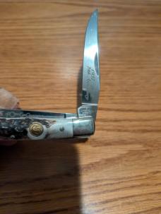 Canal Street Cutlery ElkhornStag 4 1/8 Moon Pie Trapper Two Blade 440C Knife 030