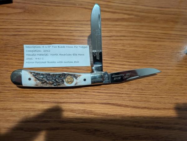 Canal Street Cutlery ElkhornStag 4 1/8 Moon Pie Trapper Two Blade 440C Knife 030 Canal Street Cutlery ElkhornStag 4 1/8 Moon Pie Trapper Two Blade 440C Knife 030
