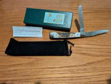 Canal Street Cutlery ElkhornStag 4 1/8 Moon Pie Trapper Two Blade 440C Knife 030