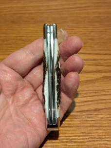 Canal Street Cutlery ElkhornStag 4 1/8 Moon Pie Trapper Two Blade 440C Knife 030
