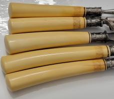 Antique Victorian Ivory, sterling, Damascus Steel Carving Set c1886  L.F.&C. (Landers Frary & Clark)