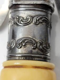 Antique Victorian Ivory, sterling, Damascus Steel Carving Set c1886  L.F.&C. (Landers Frary & Clark)