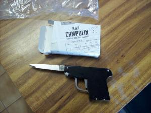 A.G.A. Campolin Rare Italian Gun Knife Black Ebonywood Circa 2019 UNUSED W/Box