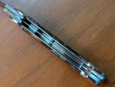 FIGHT'N ROOSTER 3 3/4" COPPERHEAD CANOE IN RARE PURPLE SWIRL CELLULOID 