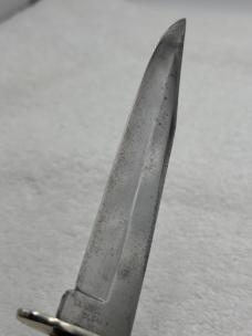 Vintage Union Cutlery Co Olean NY Fixed Blade Sheath Knife Jigged Bone Handles